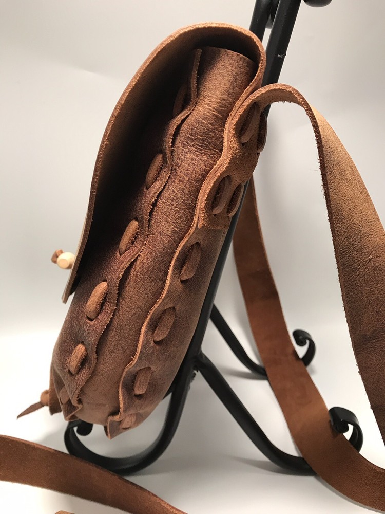 Handcrafted brown Leather Bag, muzzleloading hunting possible bag,black powder