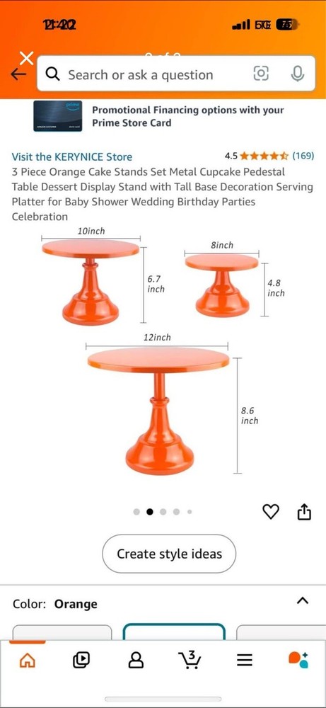 3 Piece Orange Cake Stands