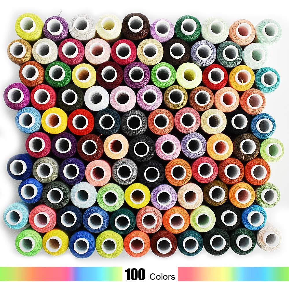 100 Color All Purpose Sewing Thread Polyester 250 Yards Per Spools for Hand S...