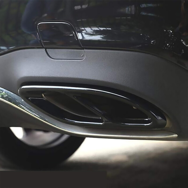 Black Steel Exhaust Tips For 2016-2023 Mercedes E-Class E300 E350 E400 E450 E550