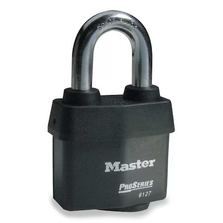 Master Lock 6127N Padlock, Keyed Different, Standard Shackle, Rectangular Steel