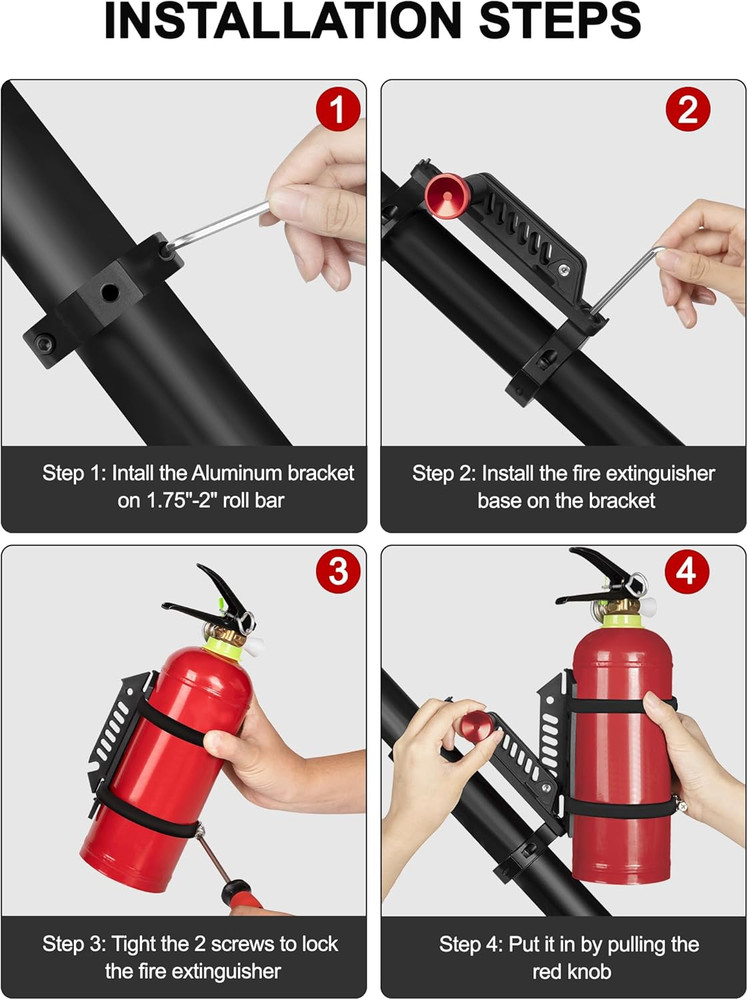 Quick Release UTV Fire Extinguisher Mount Kits, Adjustable Roll Bar Fire Extingu
