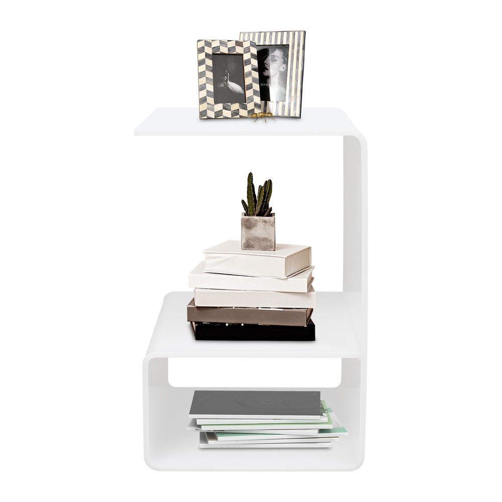 White End Table Acrylic Side Tables Free Standing Bedside Table No Assembly