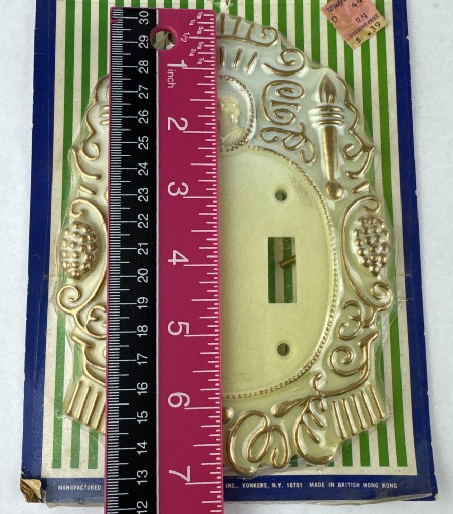 Vintage Nevco Double Light Switch Plate 1972 Victorian Style Plastic