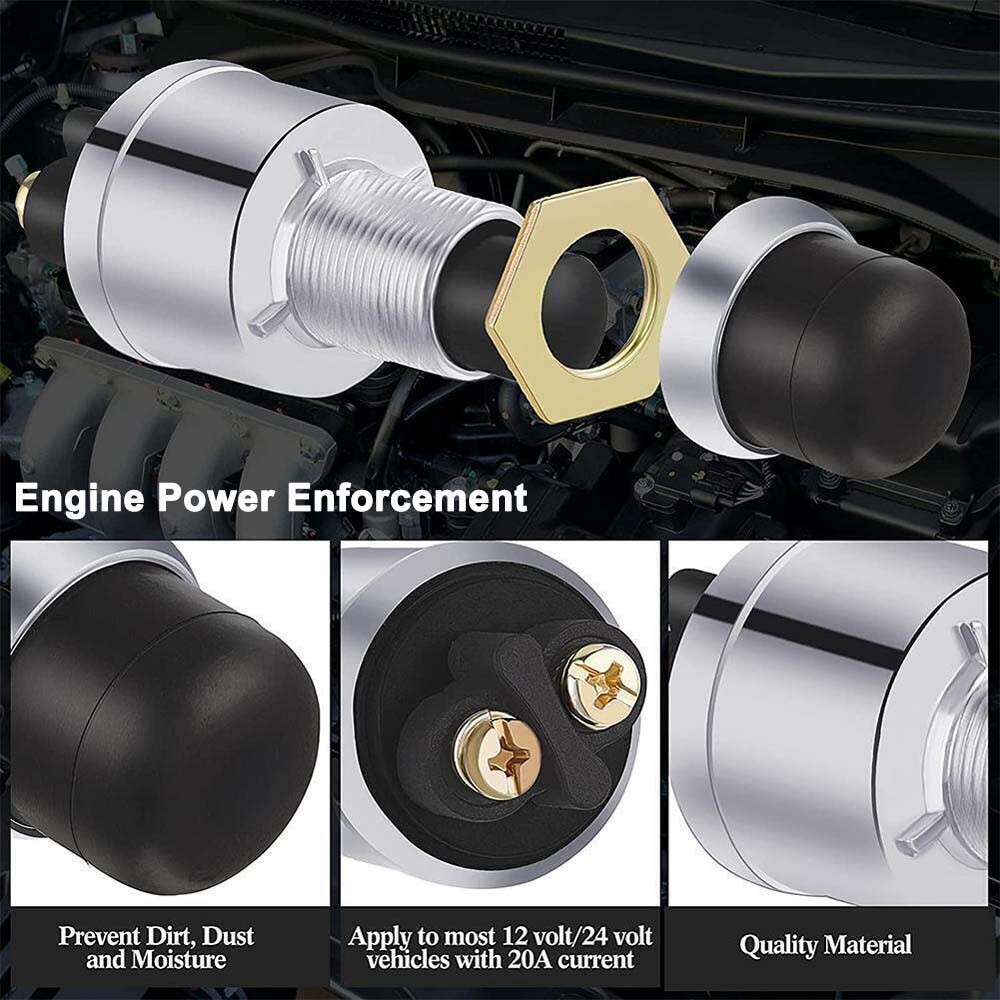 12V DC, 50A Push Button Horn Engine Start Starter Switch For Car Truck Pickup US