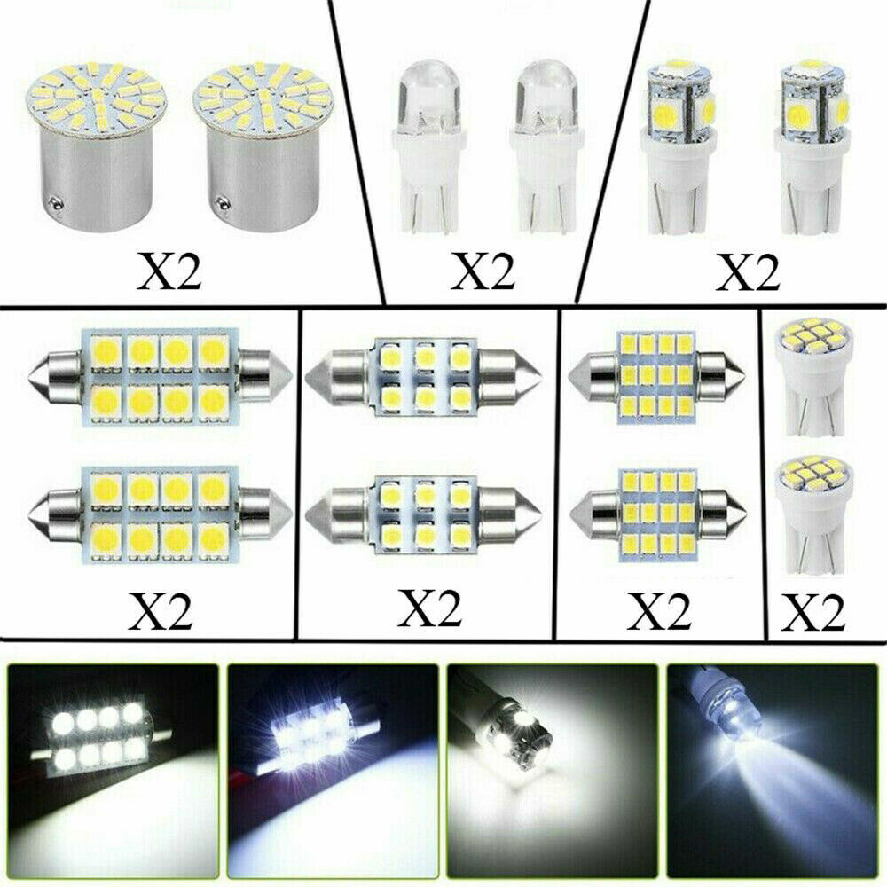 28Pcs White Car Interior LED Light Accessories For Dome Map License Plate Bulbs