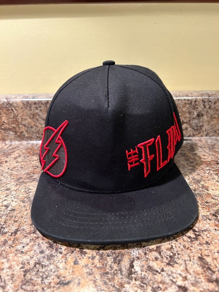 Six Flags Youth The Flash Black Red  Embroidered Baseball Cap Adjustable