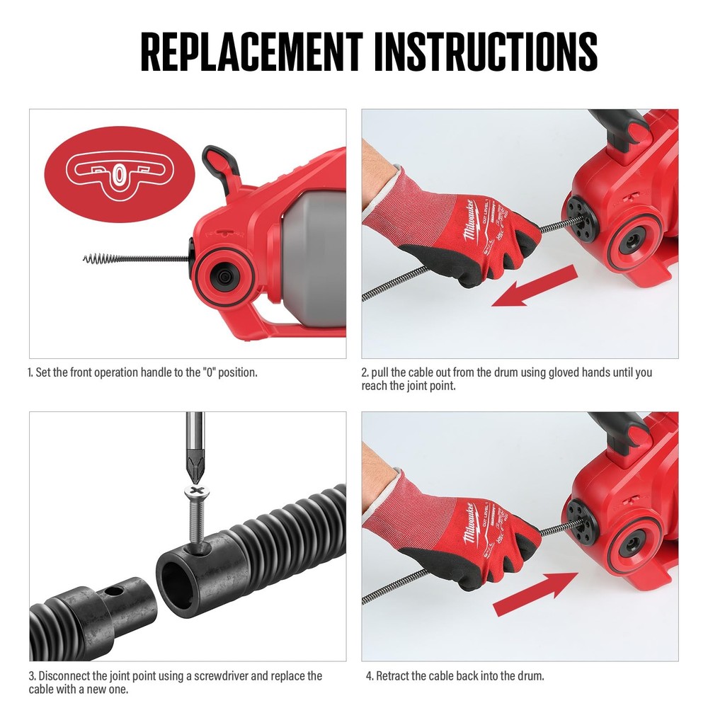 POPULO 25FT Replaceable Cable, Compatible with POPULO Electric Drain Auger(CA