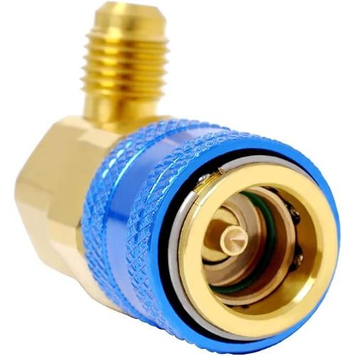Angled High Low R134a AC Quick Coupler Adapter Fitting Freon 1/4"-L shape