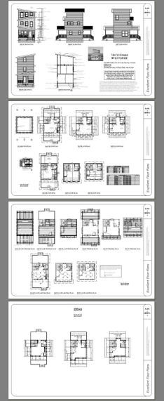 16x16 Tiny House -- 671 sqft -- PDF Floor Plan -- Model 22A