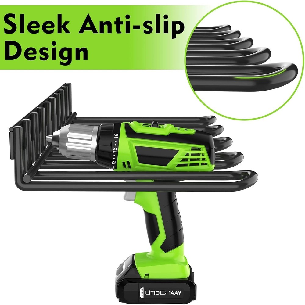 2 Pack Heavy-Duty Drill Holder Wall Mount – Space-Saving Power Tool Organizer