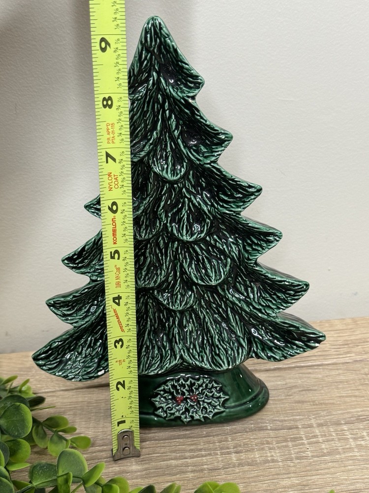 Vintage 9” Ceramic Hand Painted 3D Christmas Tree Shaped Dish Decor