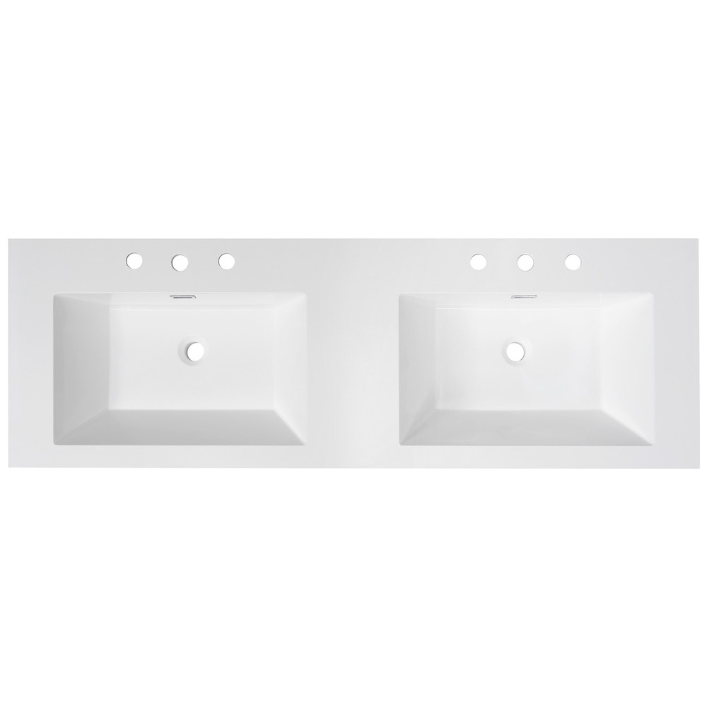 60" Resin Basin for Bathroom Vanity, with Undermount Rectangular Double Sinks, 8