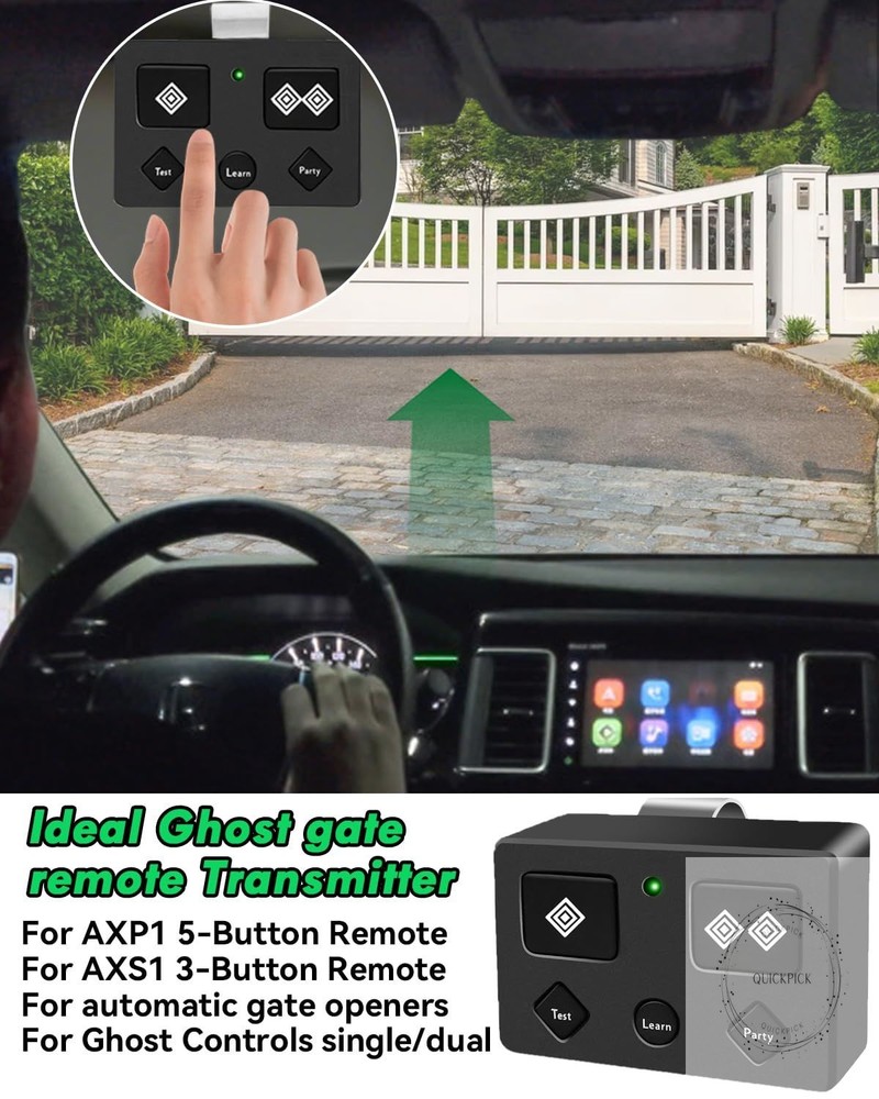 for Ghost Control, AXP1 AXS1 Ghost Gate Opener Remote Transmitter, 5-Button, 3-B