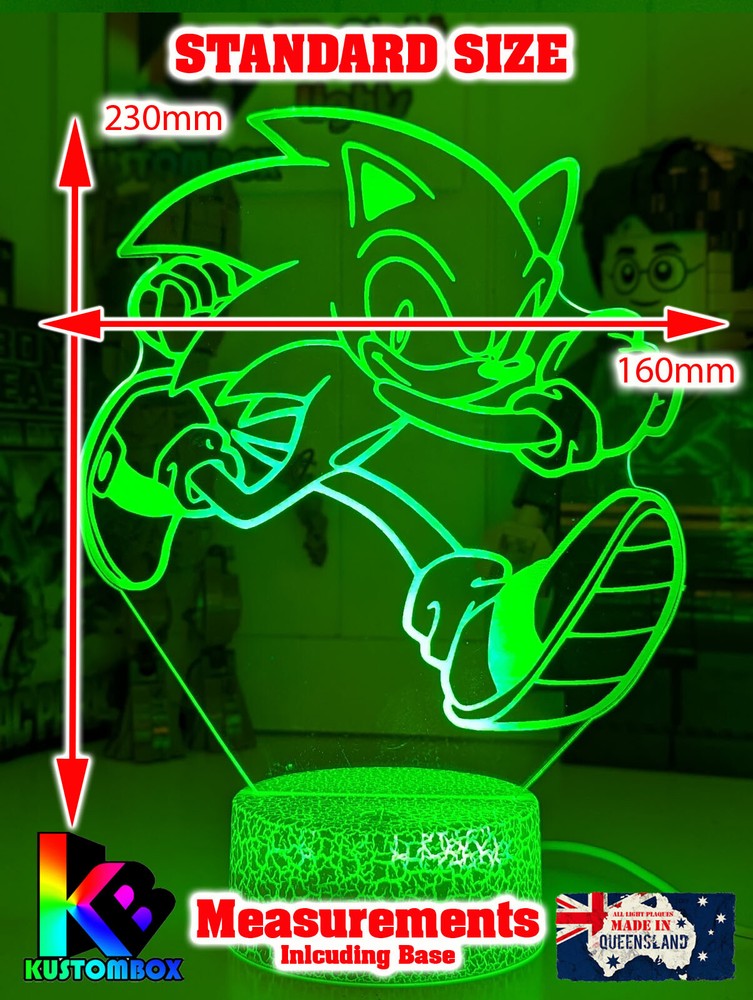 SONIC HEDGEHOG PERSONALISED NAME USB LED NIGHT LIGHT 7 COLOUR REMOTE CONTROL