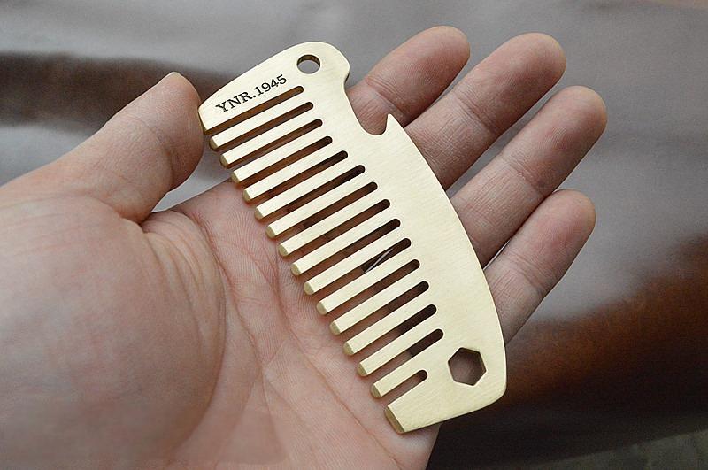 Solid Brass Hair Beared Comb with Bottle Opener Wrench EDC Portable Multi Tools
