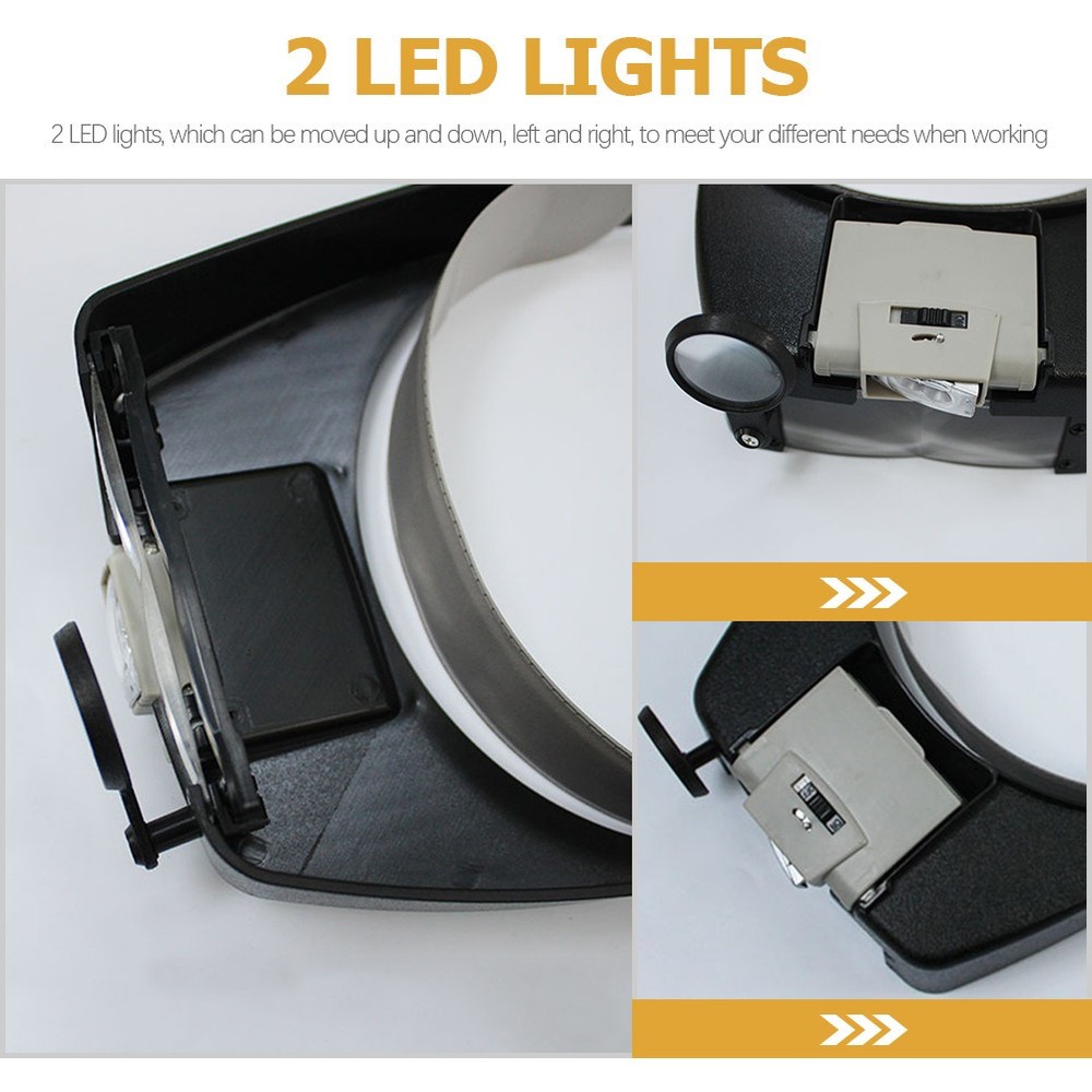 Portable Head Mounted Magnifying Glass Adjustable Tool for Clock Repair