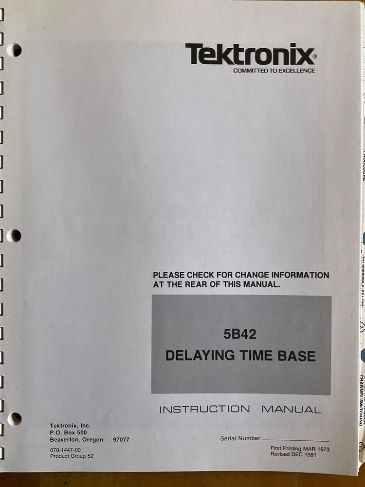 Tektronix 5B42 Delaying Time Base Instruction Manual