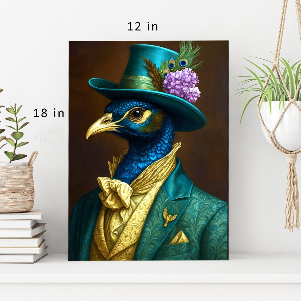 Peacock Smartly Dressed Canvas Print Wall Art Picture