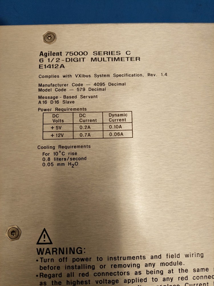 Agilent Technologies E1412A 75000 Series C 6-1/2-Digit Multimeter AS-IS,UNTESTED
