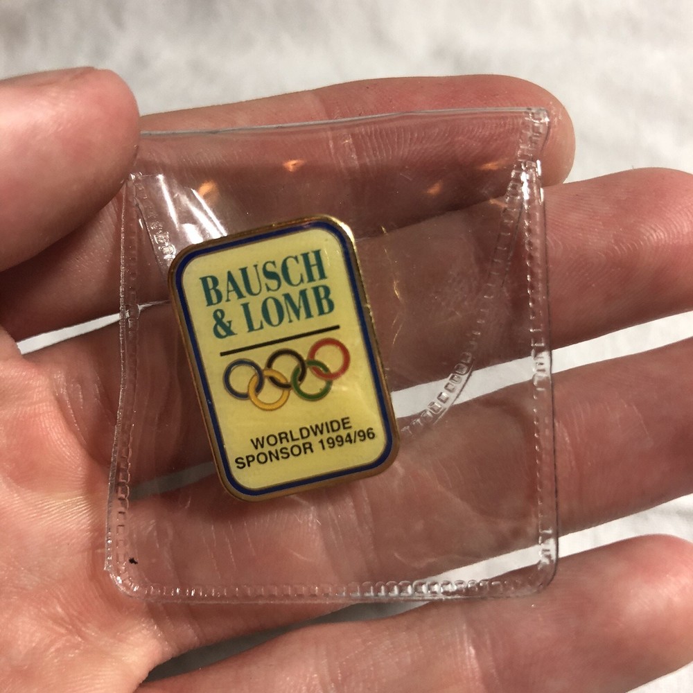 Bausch & Lomb Olympics Pinback Worldwide Sponsor 1994/1996 Rectangular Vintage