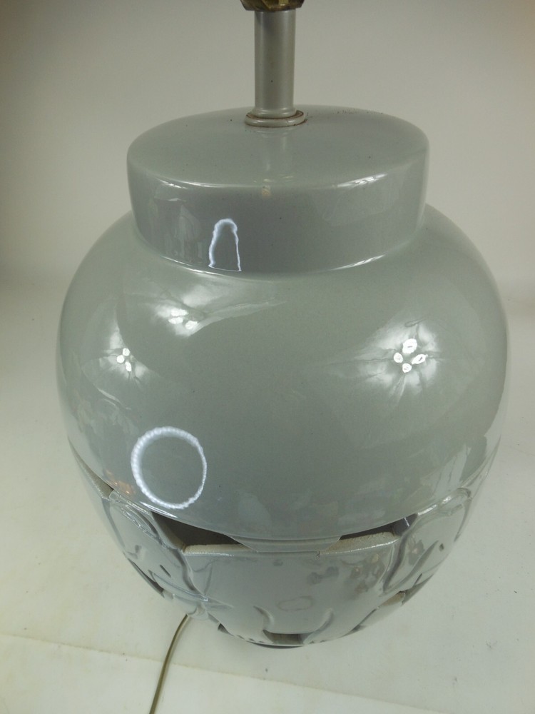 Vintage Large Elephant Grey Table Lamp 2 Way Light Up Base Retro MCM
