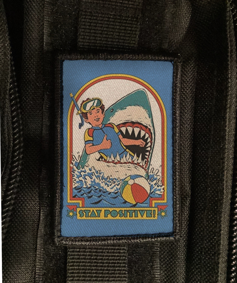 Stay Positive Patch Shark Morale Army Tactical Hook [sub]