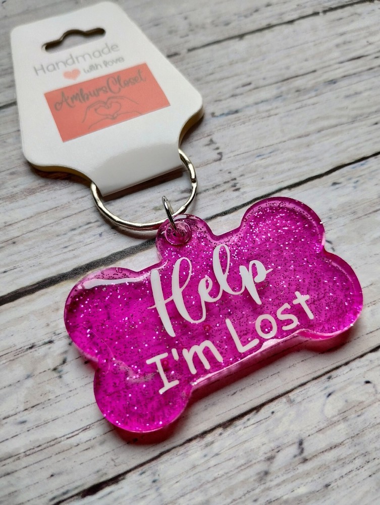 Personalized Resin Bone Dog Tag ID Customized with name & phone FUNNY Handmade