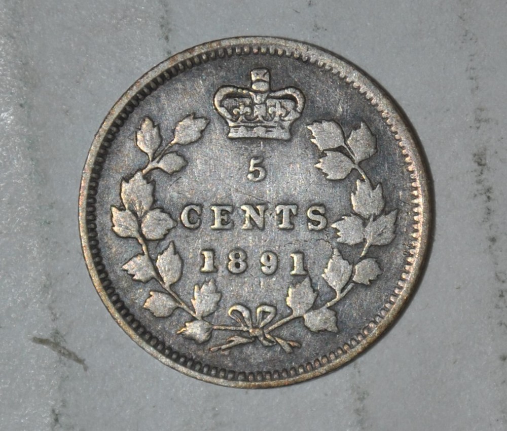 1891 Canada 5 cents VF {{{7281