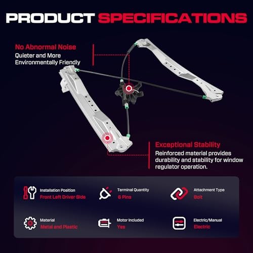 Front Driver Side Power Window Regulator with Motor (6 Front Driver With Motor