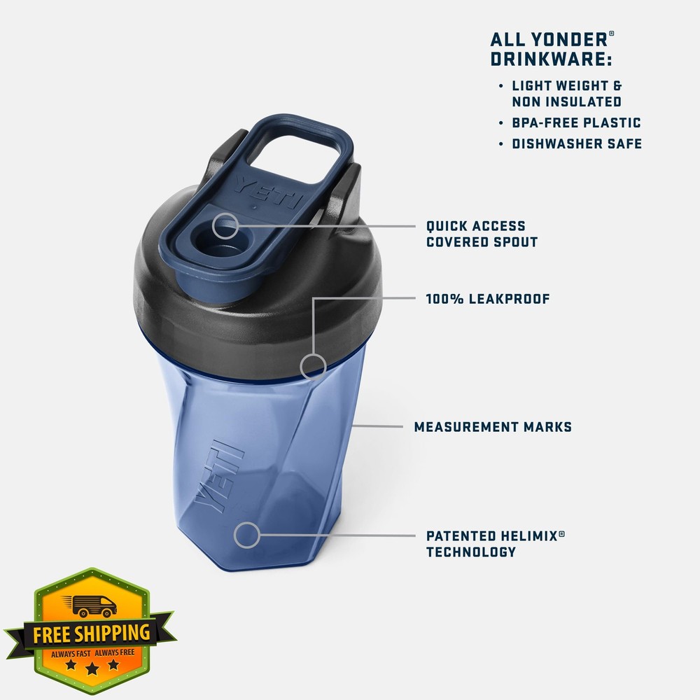 YETI Yonder Shaker Bottle 20oz Clear Blender Vortex Pre Workout