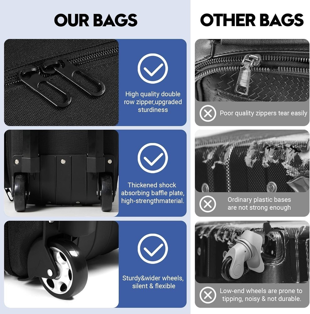 Durable Nylon Bowling Bag with Retractable Handle & Oversized Accessory Pocket