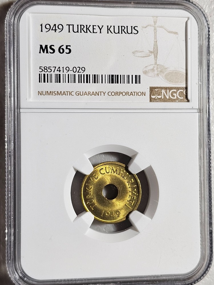 Turkey 1 Kurus 1949 NGC MS 65