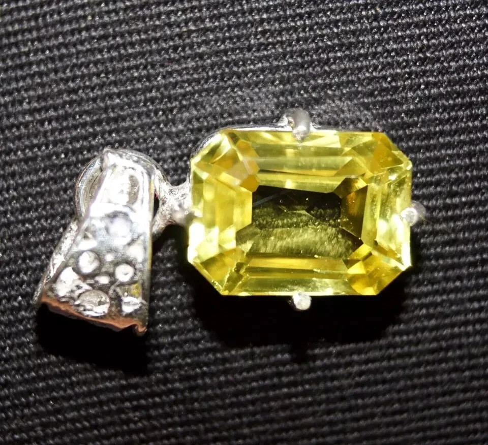 AAA Natural Yellow Sapphire 27 Ct Emerald Cut 925 Solid Silver Pendant Gemstone