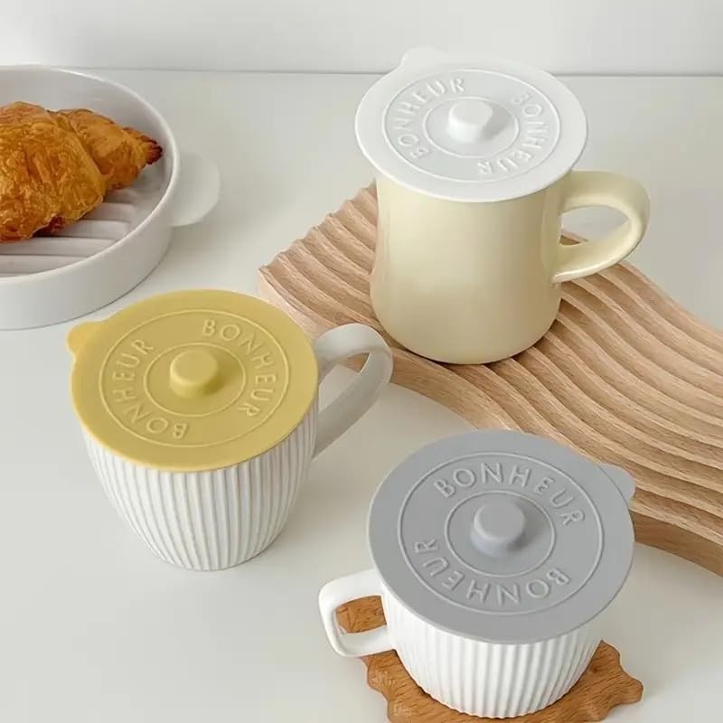 4 Pack Silicone Cup Lids, 10cm Reusable Stretchable Drink Covers - Universal Dus