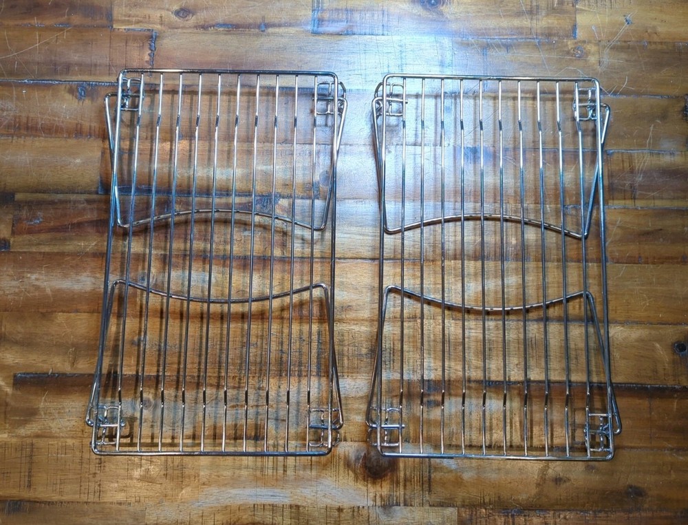 2 Folding Metal Kitchen Pantry Wire Organizer Shelfs