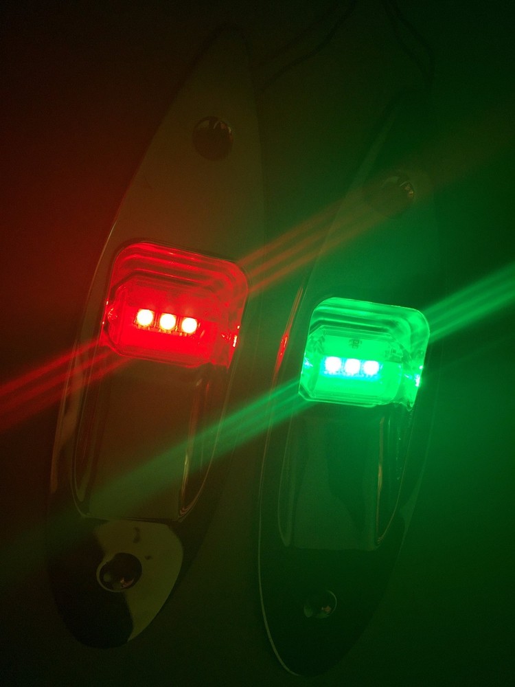 Marine Boat Navigation Pair LED Side Tear Drop Lights SS Vertical Mount 12V