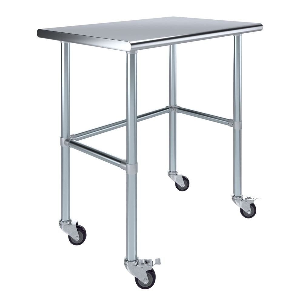 Heavy Duty Stainless Steel Work Table Open Base & Casters