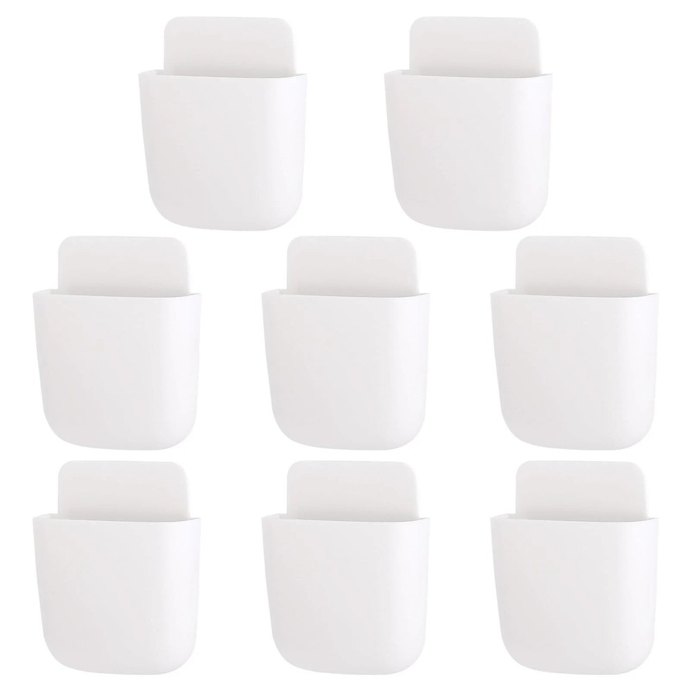 8 Pcs Remote Control Holder Self Adhesive Wall mounted Storage Box Phone Char...