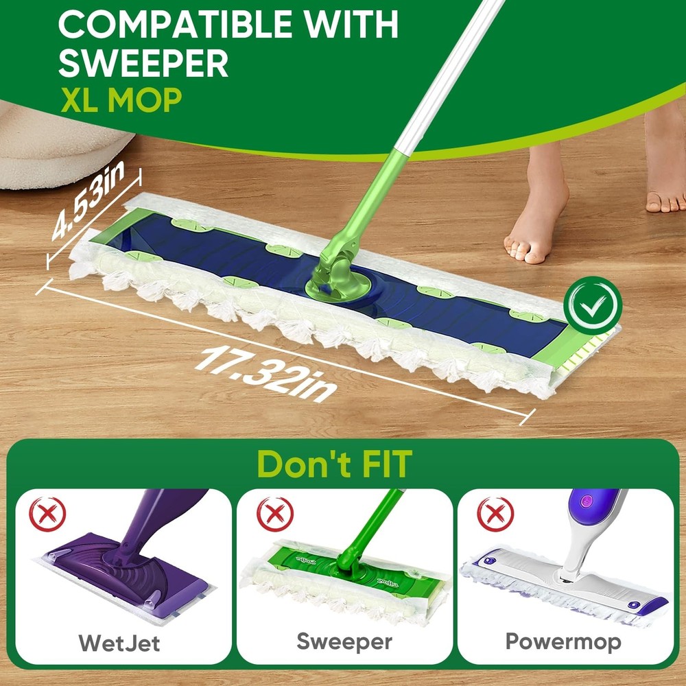XL Heavy Duty Dry Sweeping Cloths Compatible with Sweeper Mop, Microfiber Dus...