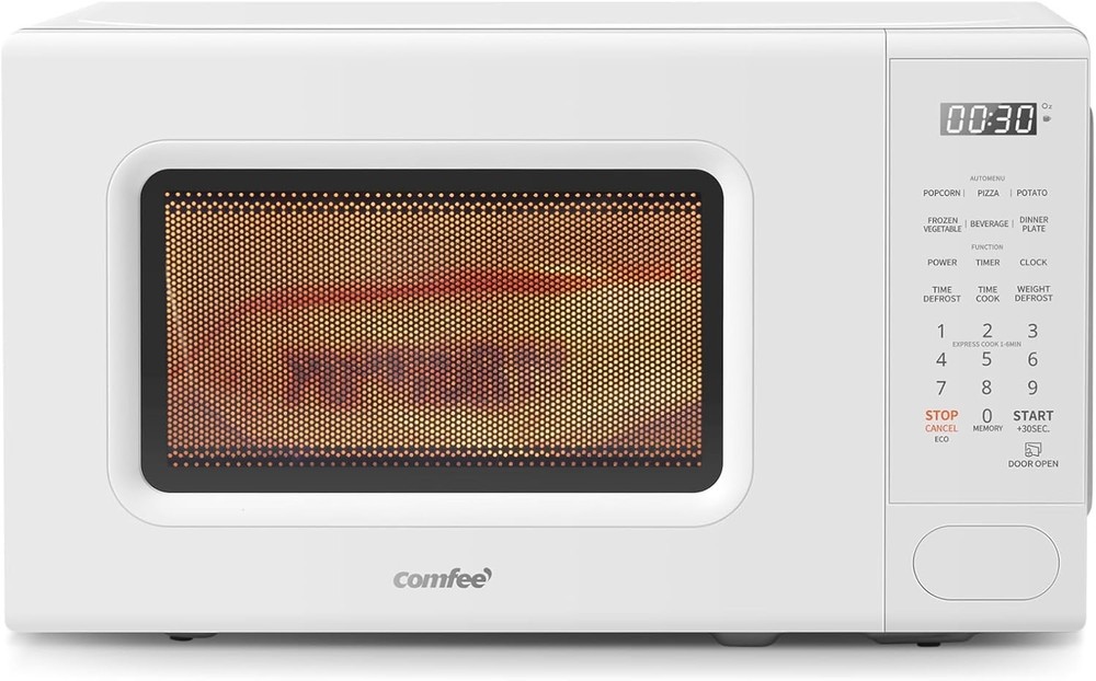 Efficient Retro Microwave 0.7 Cu.Ft 700W - Child Safe, Multi-Function Cooking