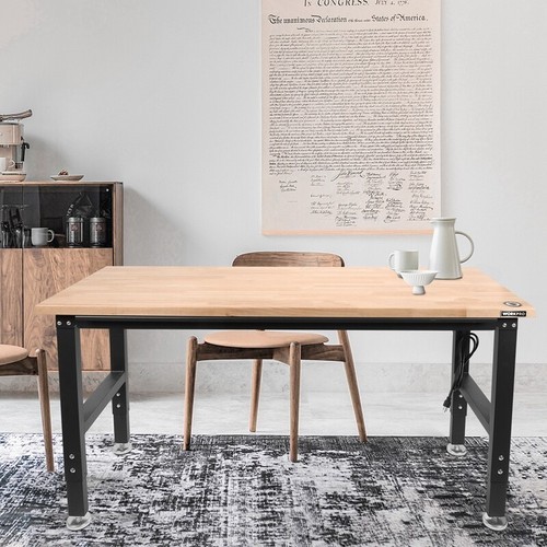 WORKPRO 60" Adjustable Workbench 2000LBS Load Capacity Hardwood Worktable Garage