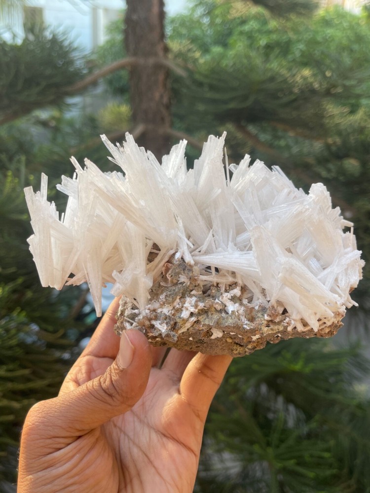 Glossy scolecite spray on basalt matrix