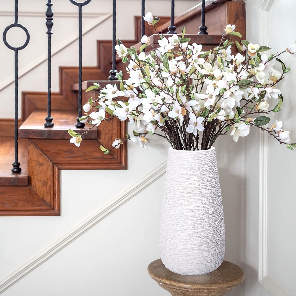 D'vine Dev 12 Inch Textured White Elegant Oval Ceramic Vase for Flowers, Home...