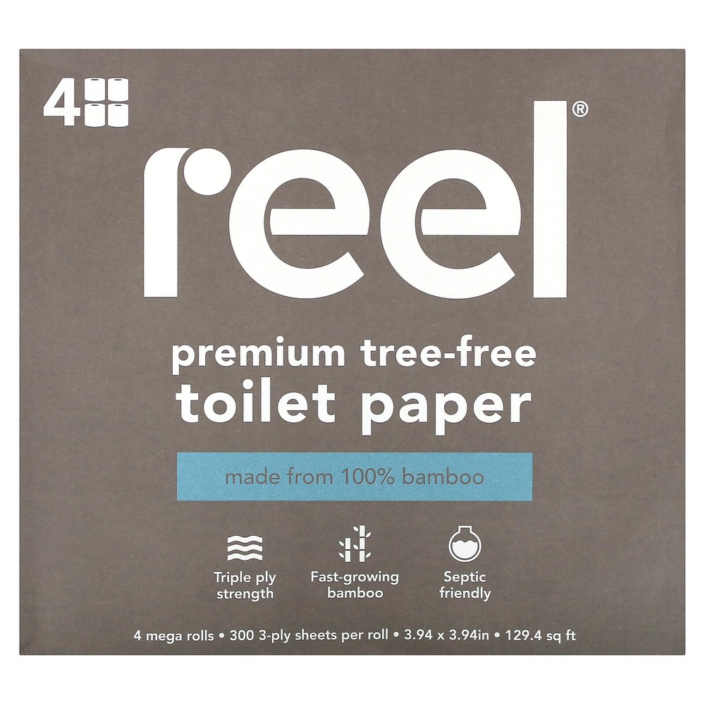 Premium Tree-Free Toilet Paper, 4 Mega Rolls