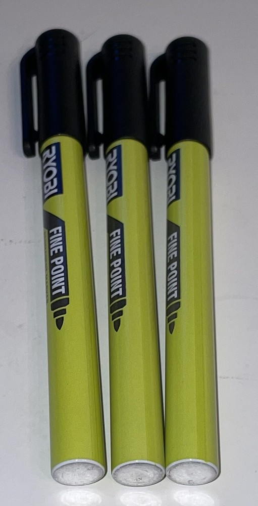 Three 3 NEW RYOBI Black Durable Precise Fine Point Permanent Workshop Marker