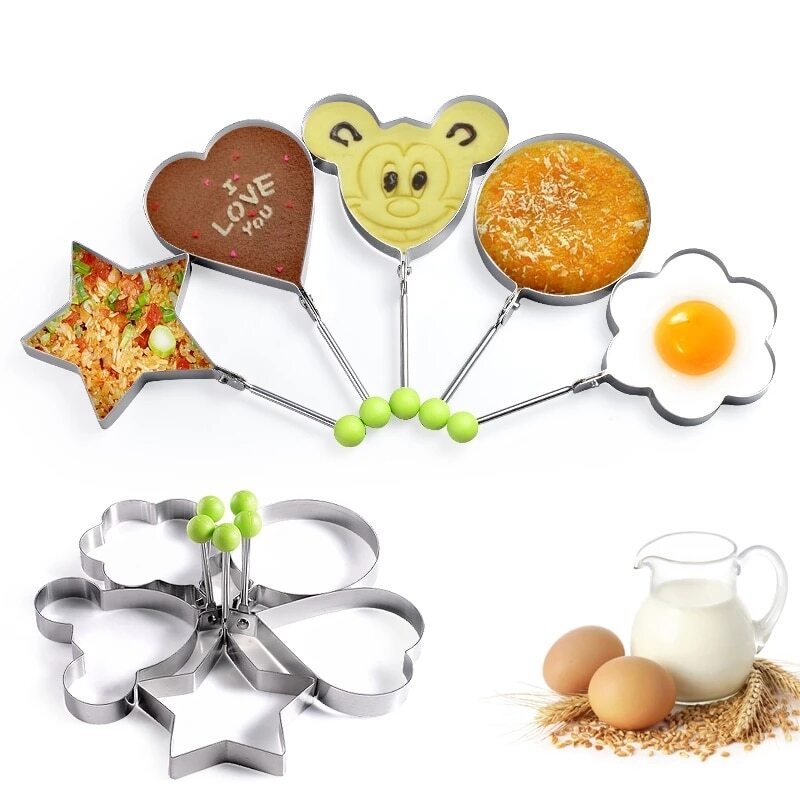 5Pcs Fried Egg Non Stick Stainless Steel Pancake Ring Mold Cooking Kitchen Tools