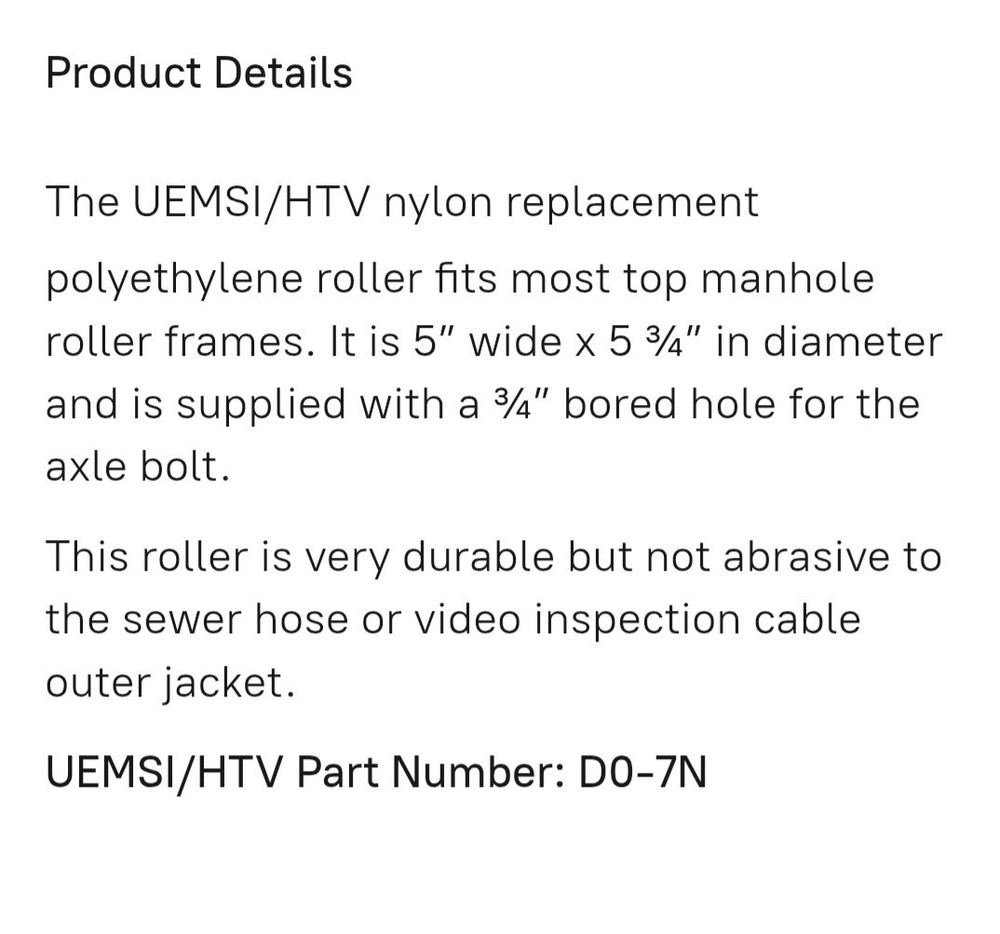 (2) UEMSI HTV Encoder Roller Manhole Sewer Camera DO-7N NYLON FLUSHER 5-3/4" 5"