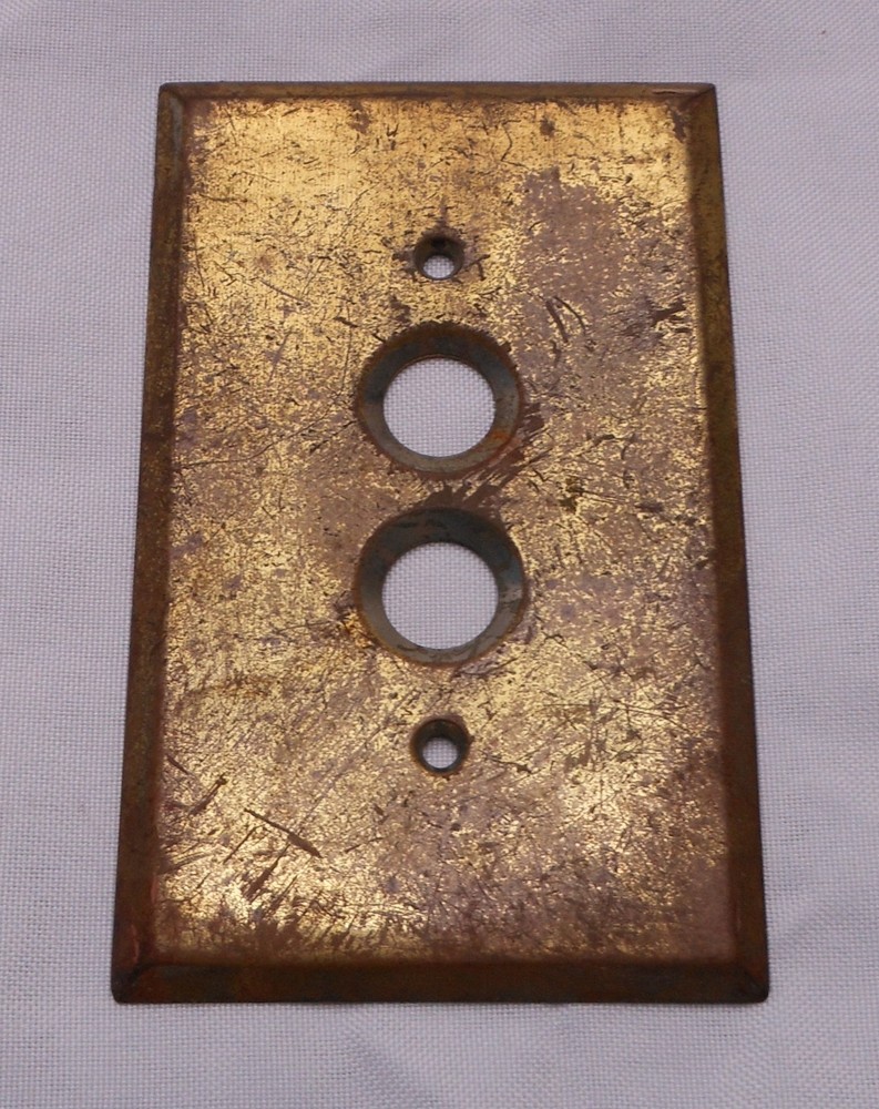 Push Button Single Light Switch Cover Plate Solid Heavy Brass Perkins 4.5 x 2.75