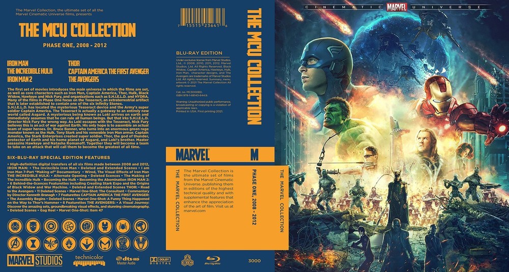 Marvel MCU Collection Phase 1 Blu-ray Cover W/ Case (No Discs)